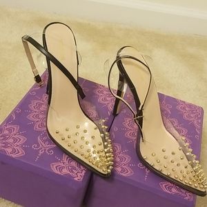 PrettyLittle Thing 4" gold studded heels NWOT